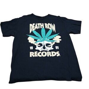 Death Row Records Men's Large Shirt Black LA Skeleton 1991 90s Hip Hop Music